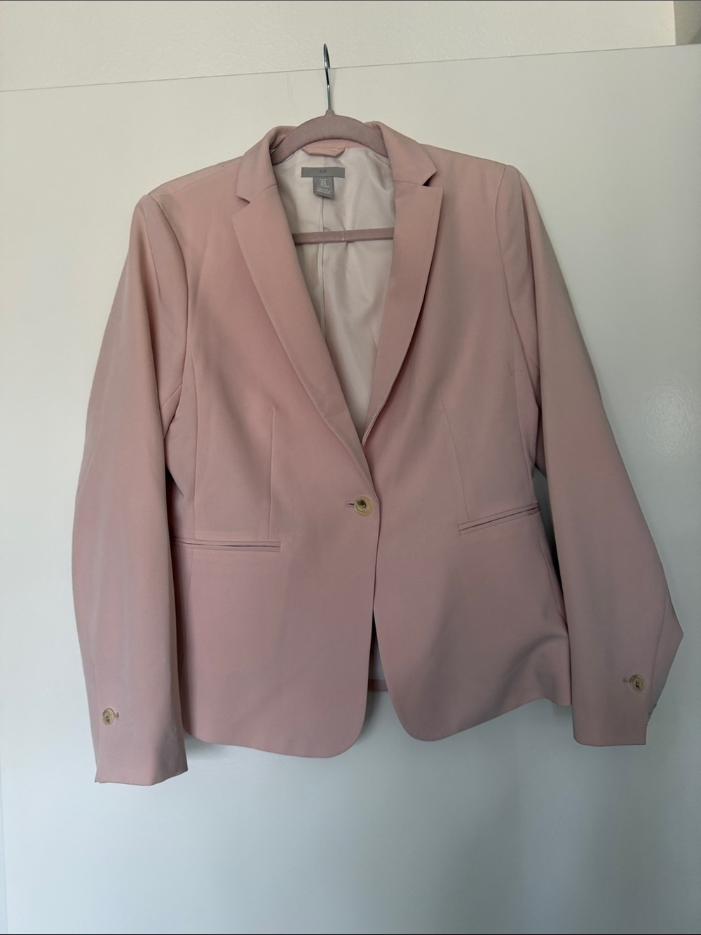 H&M Dusty Pink Tailored Single-Button Blazer